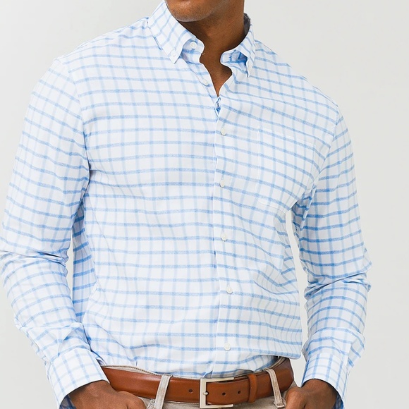 Johnnie-O Prep-Formance Gobi long sleeve shirt blue white Large - Picture 16 of 16